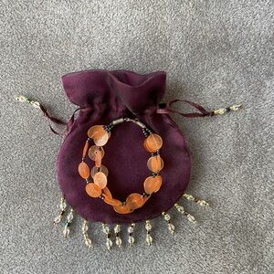 Boho Capiz Shell Beaded Bracelet plus Beaded Bag